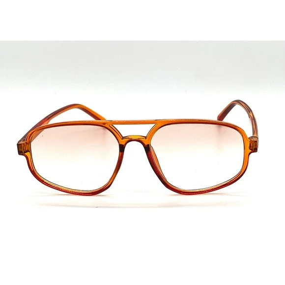 Mens Orange Aviator Sunglasses Gradient Lenses Double Bridge Frame Hip Hop 2026 - Picture 5 of 8